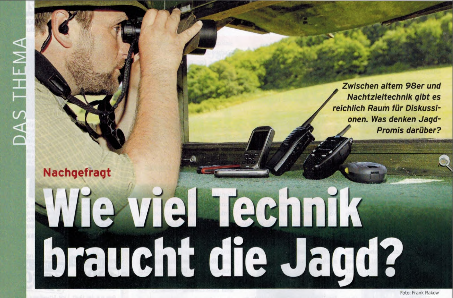 Artikel in der DJZ: 11/2013 Wie viel Technik braucht die Jagd?